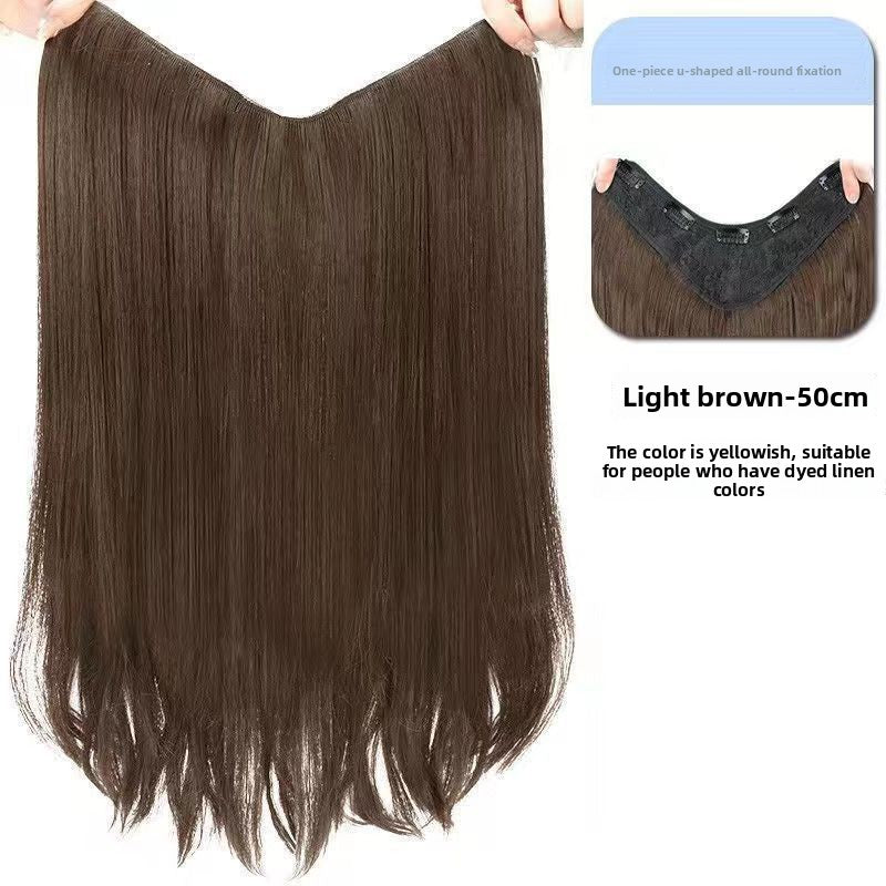 Women's V-Shaped Long Curly Invisible Hair Extension Patch