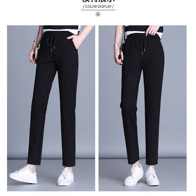 Women's High-Waisted Cotton Straight Casual Pants ? Summer Thin Elastic Trousers - Price Value Store
