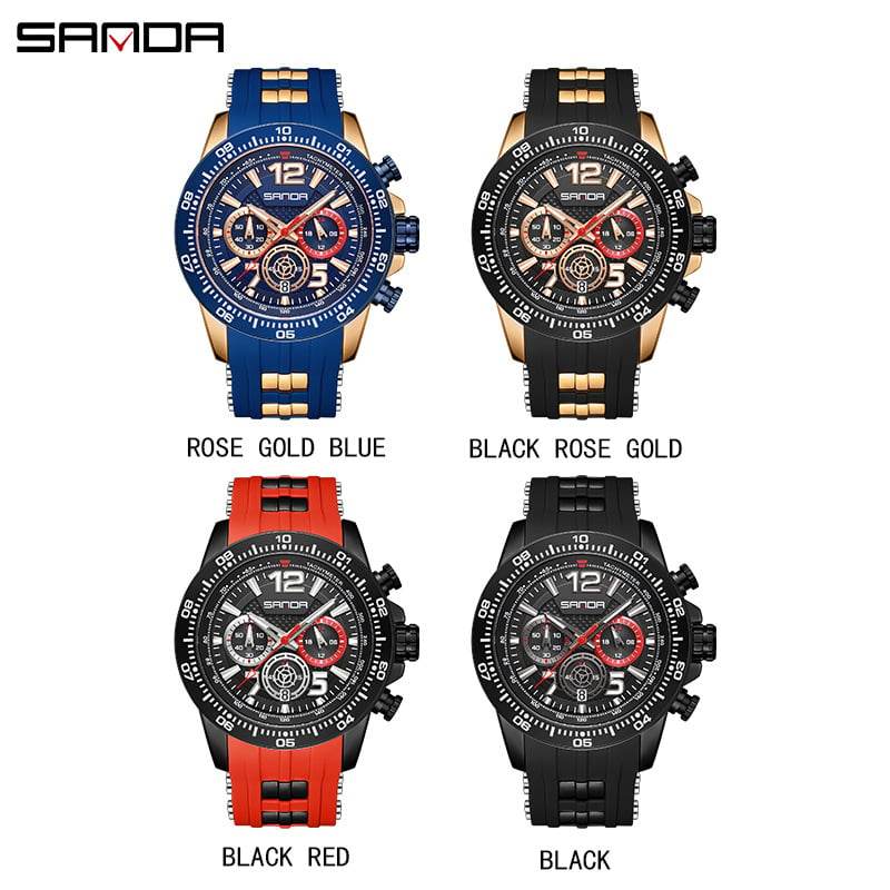 Men's Fashion Three-Eye Six-Pin Waterproof Quartz Watch - Price Value Store