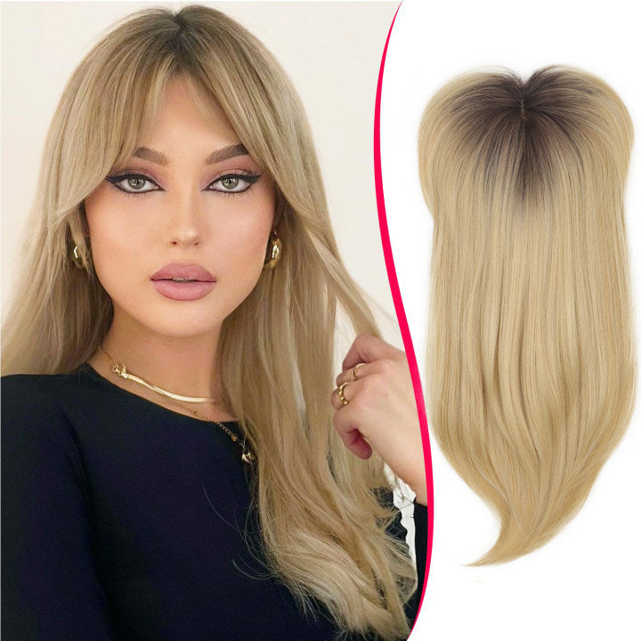 Long micro-roll layered eight-character bangs wig