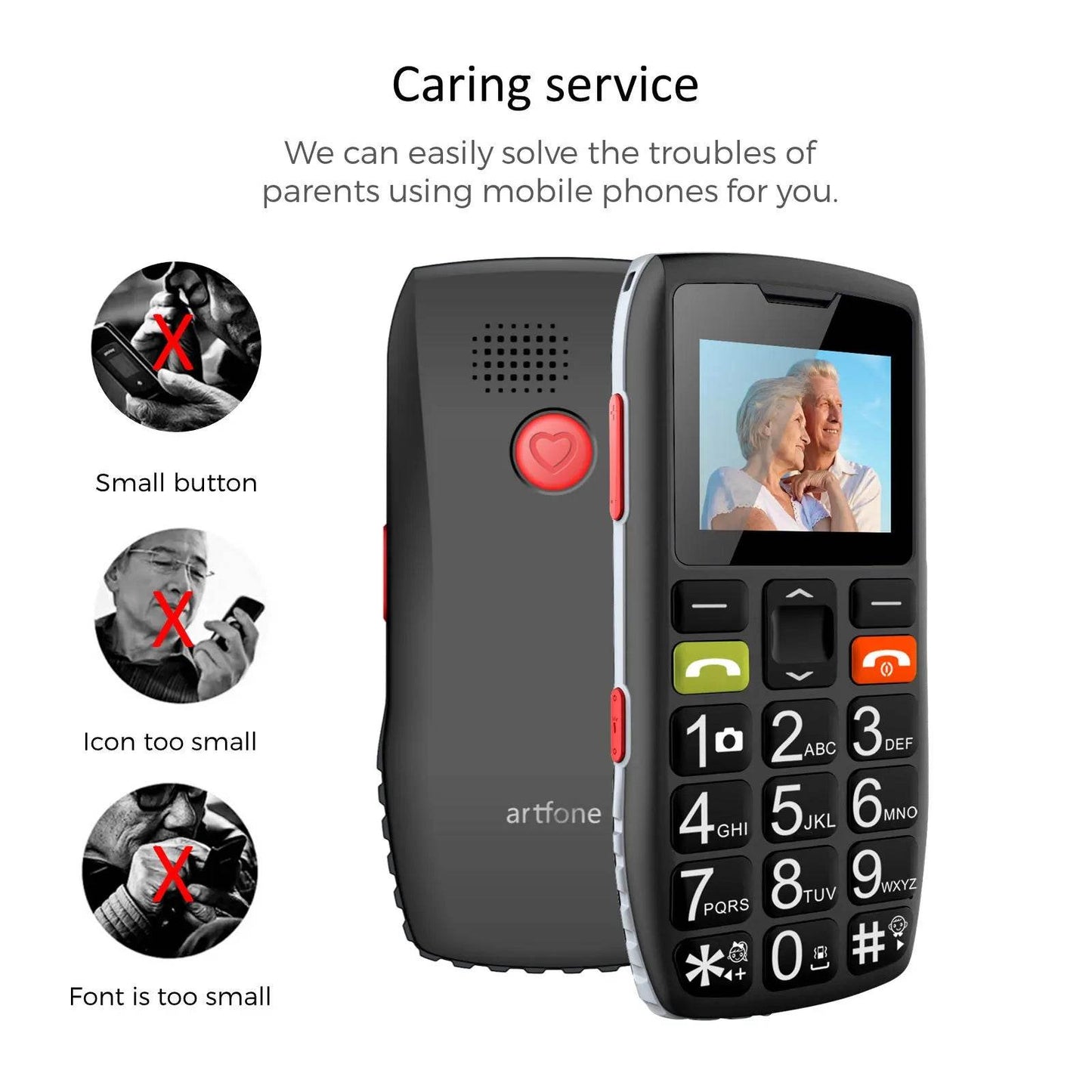 Unlocked Bar Senior Mobile Phone Artfone C1 Elderly Cellphone Dual Sim One Key SOS Emergency Button GSM 2G FM Torch Bluetooth - Price Value Store