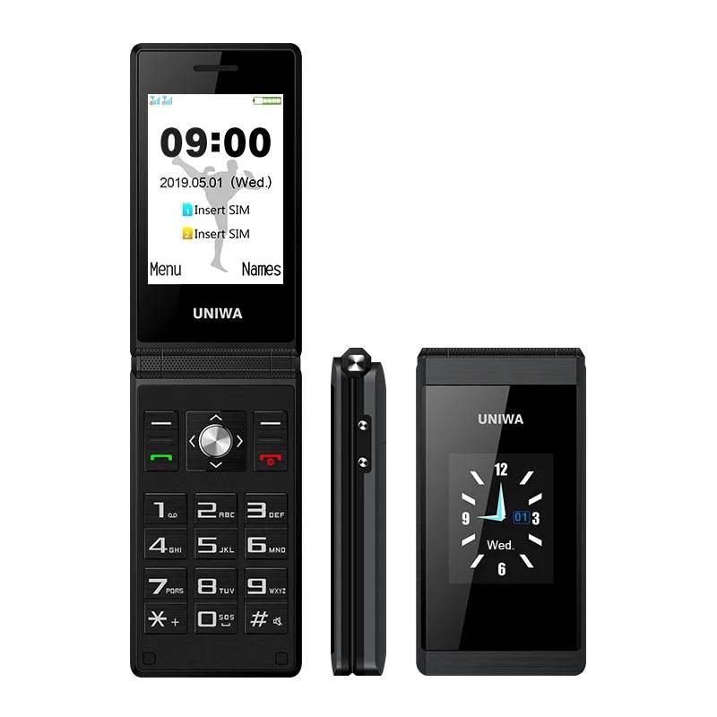 UNIWA X28 Big Push-Button Phone Senior Flip Mobile Phone GSM Dual Sim FM Radio Russian Hebrew Keyboard Clamshell Cellphone - Price Value Store