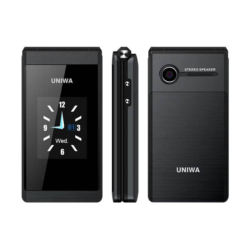 UNIWA X28 Big Push-Button Phone Senior Flip Mobile Phone GSM Dual Sim FM Radio Russian Hebrew Keyboard Clamshell Cellphone - Price Value Store