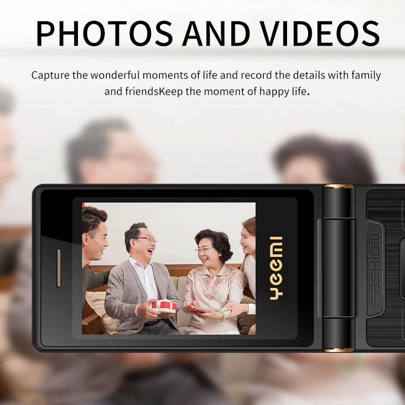 Unlock Cover Elderly Mobile Phone Large Push Button SOS Speed Dial Blacklist Torch Dual Sim Cards Long Standby Flip Cellphone - Price Value Store