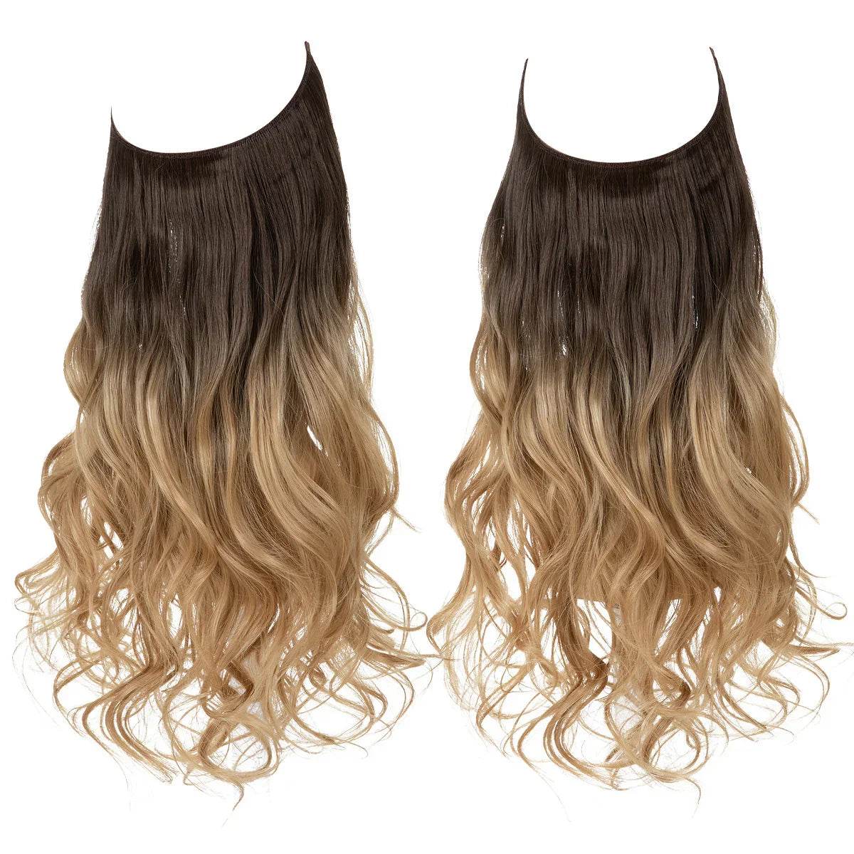 European and American wig one-piece hair quantity multiple U-shaped hair extension female fishing line wig invisible natural long curly hair - Price Value Store
