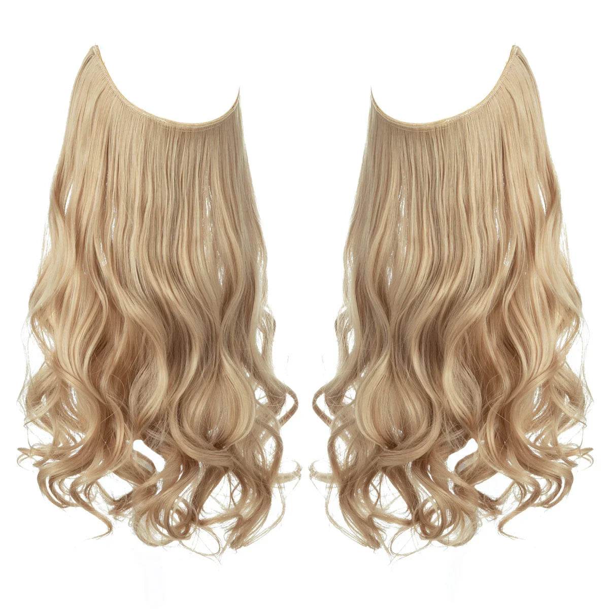 European and American wig one-piece hair quantity multiple U-shaped hair extension female fishing line wig invisible natural long curly hair - Price Value Store