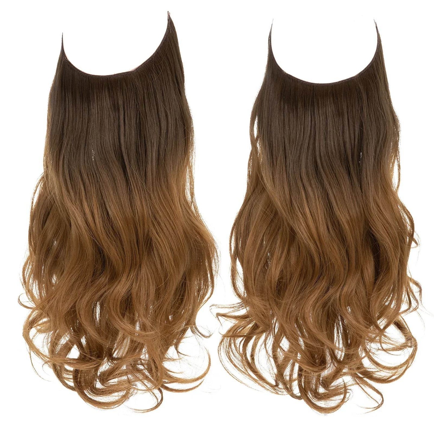 European and American wig one-piece hair quantity multiple U-shaped hair extension female fishing line wig invisible natural long curly hair - Price Value Store