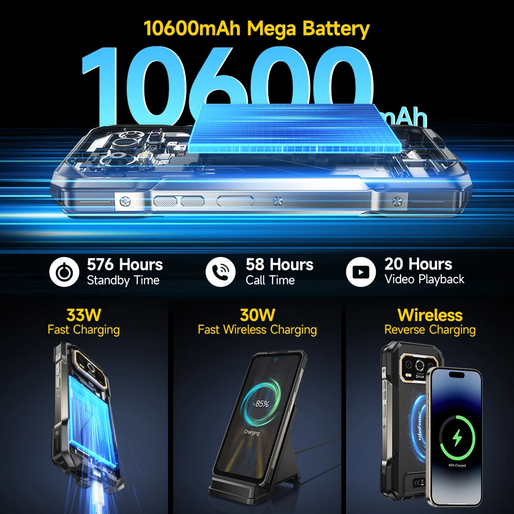 【World Premiere】 Ulefone Armor 27 4G 10600mAh Rugged Phone 24GB+256GB Android 14 Smartphone 6.78"FHD 120Hz Night Vision Global