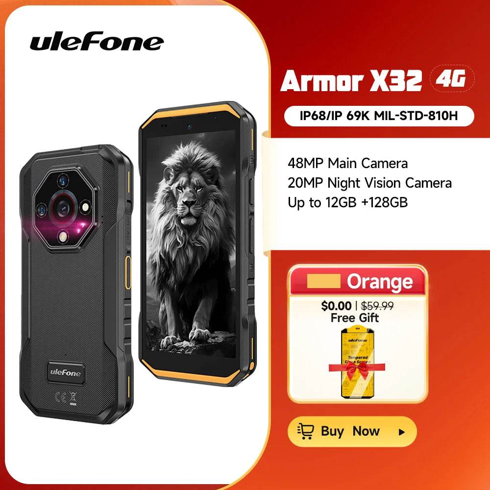 Ulefone Armor X32 4G Rugged Phone Android 14 Waterproof Smartphone 12GB RAM,128GB ROM NFC Night Mobile Phone Global Version - Price Value Store