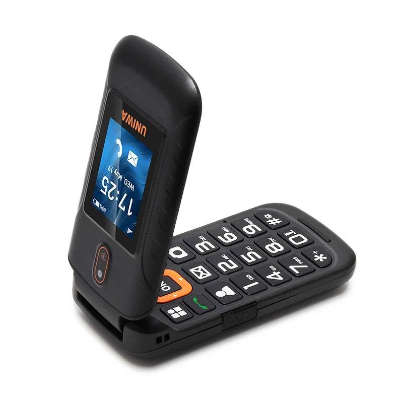 UNIWA V909T 4G Flip Phone Dual Screen Single Nano Cellphone Big Push-Button Mobile Phone for Elderly 2250mAh Russian Keyboard - Price Value Store