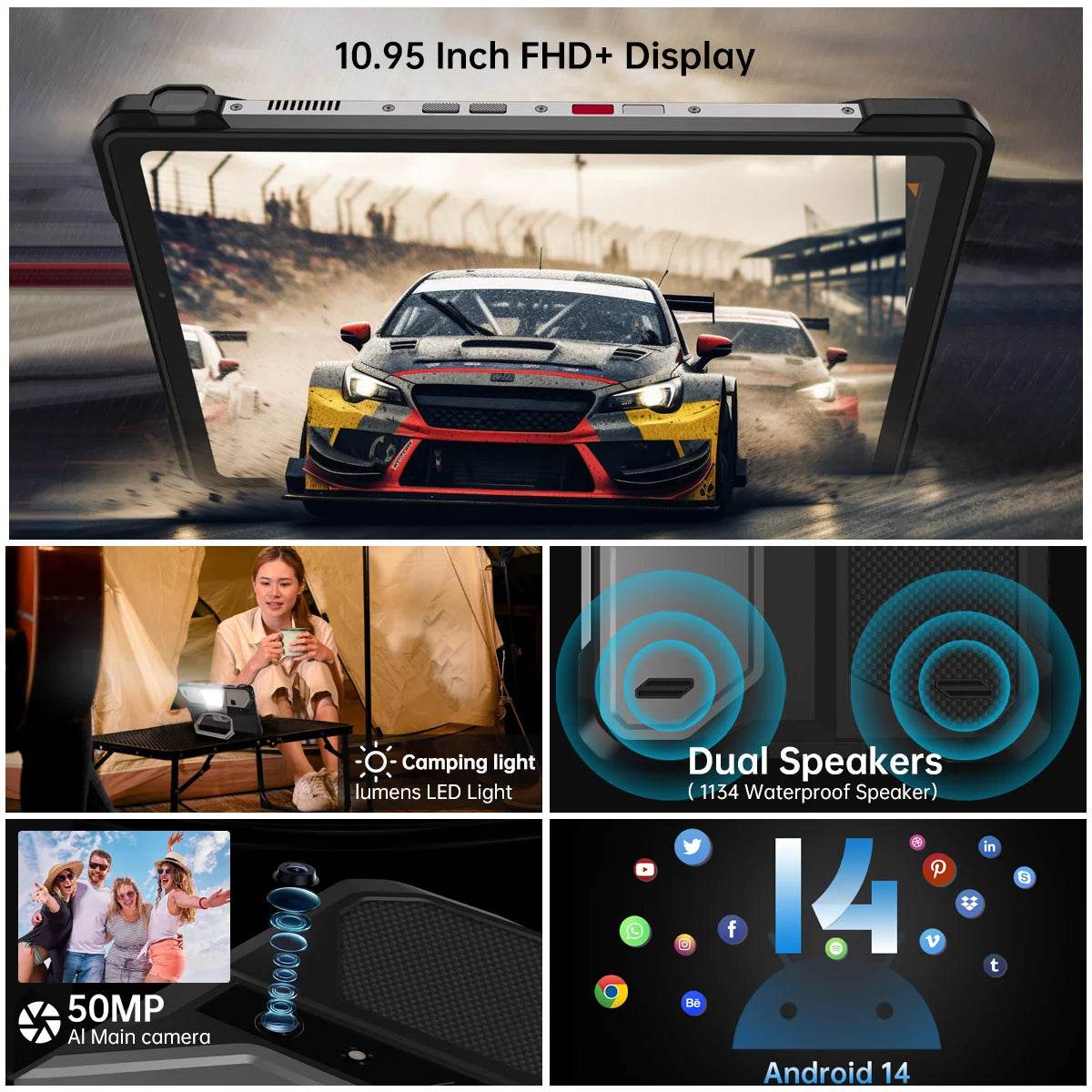 Unihertz 8849 TANK PAD E Rugged Tablet with Projector Android 21000mAh 120Hz 50MP Camera 24GB 512GB 66W 10.95 inch Phone Tablet - Price Value Store