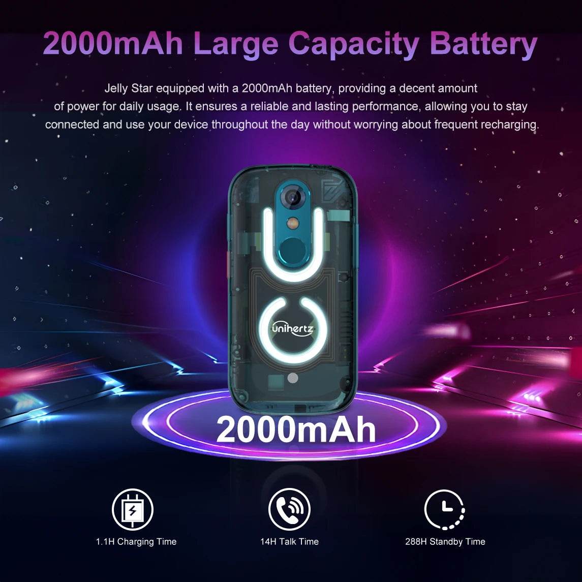 Unihertz Jelly Star Smallest Android 13 Smartphone 8GB 256GB Led Light Transparent Backshell Mobile Phone 48MP 3inch Cellphones - Price Value Store