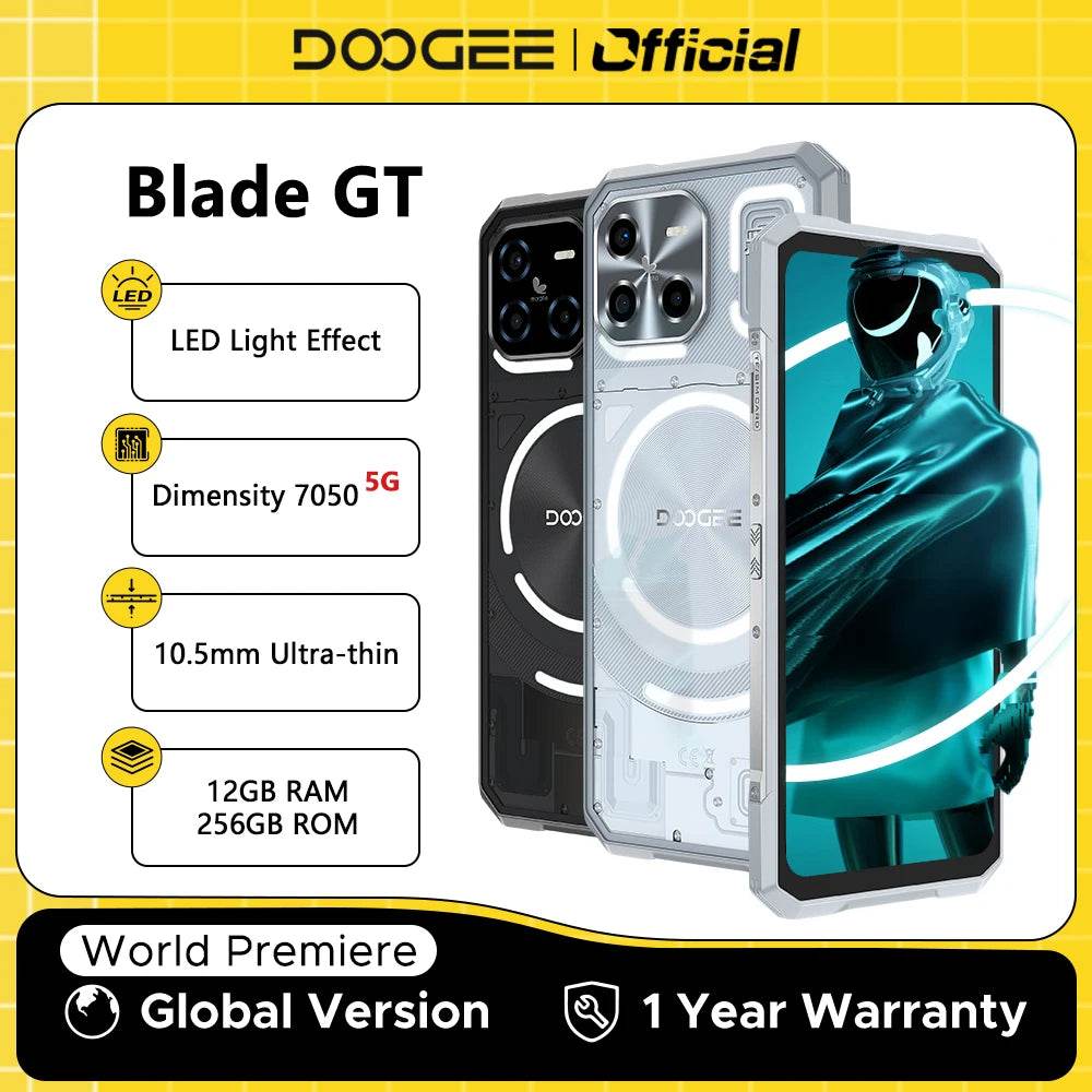 World Premiere DOOGEE Blade GT Rugged Phone 6.72'' FHD+ 120Hz LED Light Effect 12GB RAM 256GB ROM 5500mAh Battery Android 14 - Price Value Store