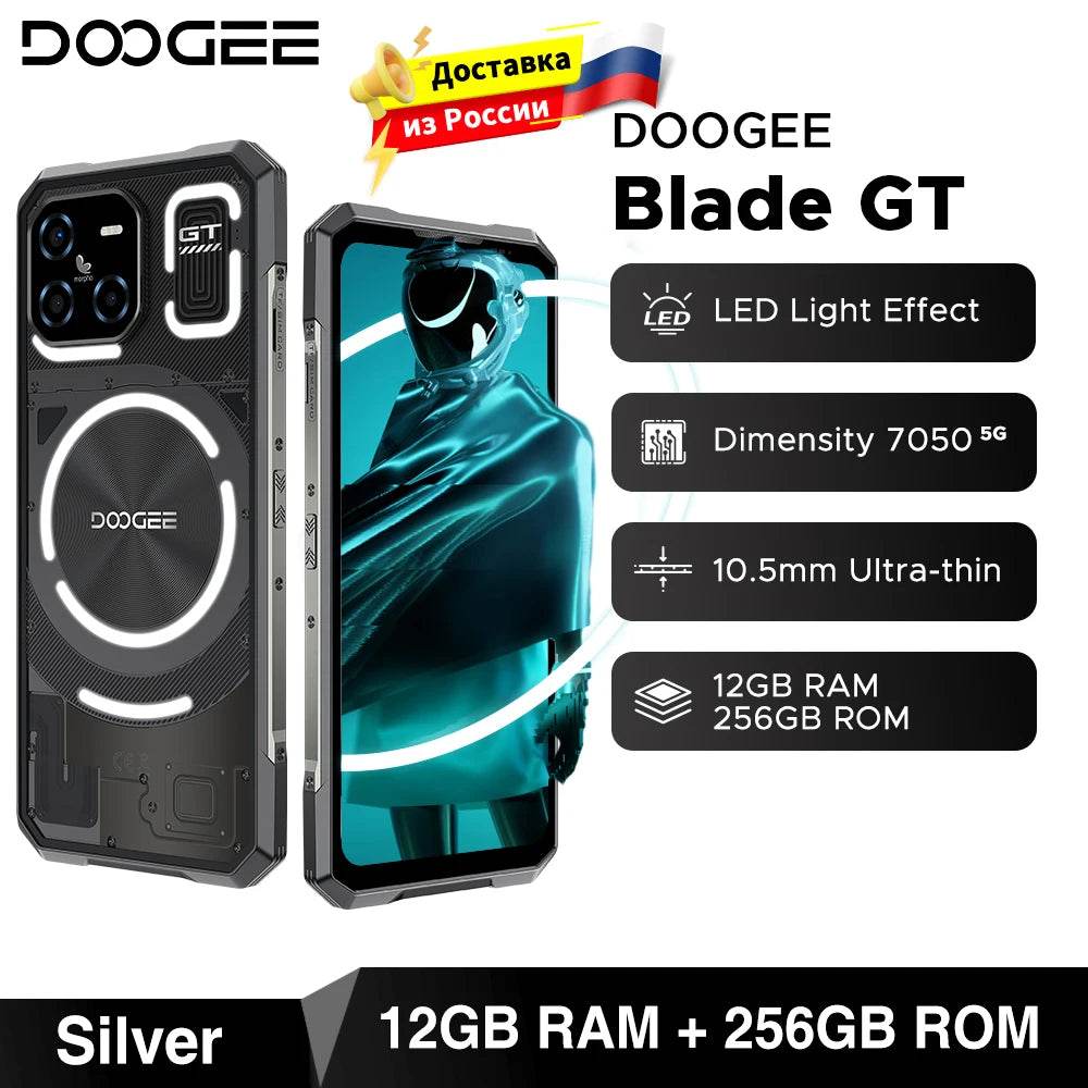 DOOGEE Blade GT Rugged Phone 10.5mm Uitra-thin 6.72'' FHD 120Hz LED Light Effect 12GBRAM 256GB ROM 5500mAh Battery Android 14 - Price Value Store