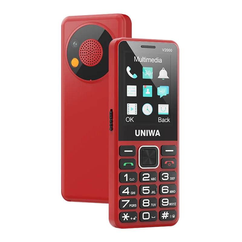 UNIWA V2000 4G Fashion Keypad Phone 2.4 Inch Big Button Loud Volume Dual SlM 1700mAh Russia Keyboard Feature Phones for Elderly - Price Value Store