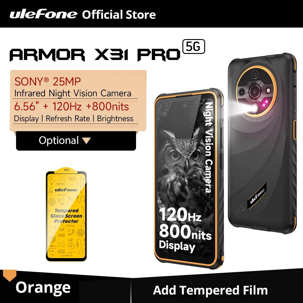 【World Premiere】Ulefone Armor X31 Pro 5G Rugged Phone Android 14 Smartphone 6.56”16GB + 256GB Night Camera 64MP 6050mAh NFC - Price Value Store