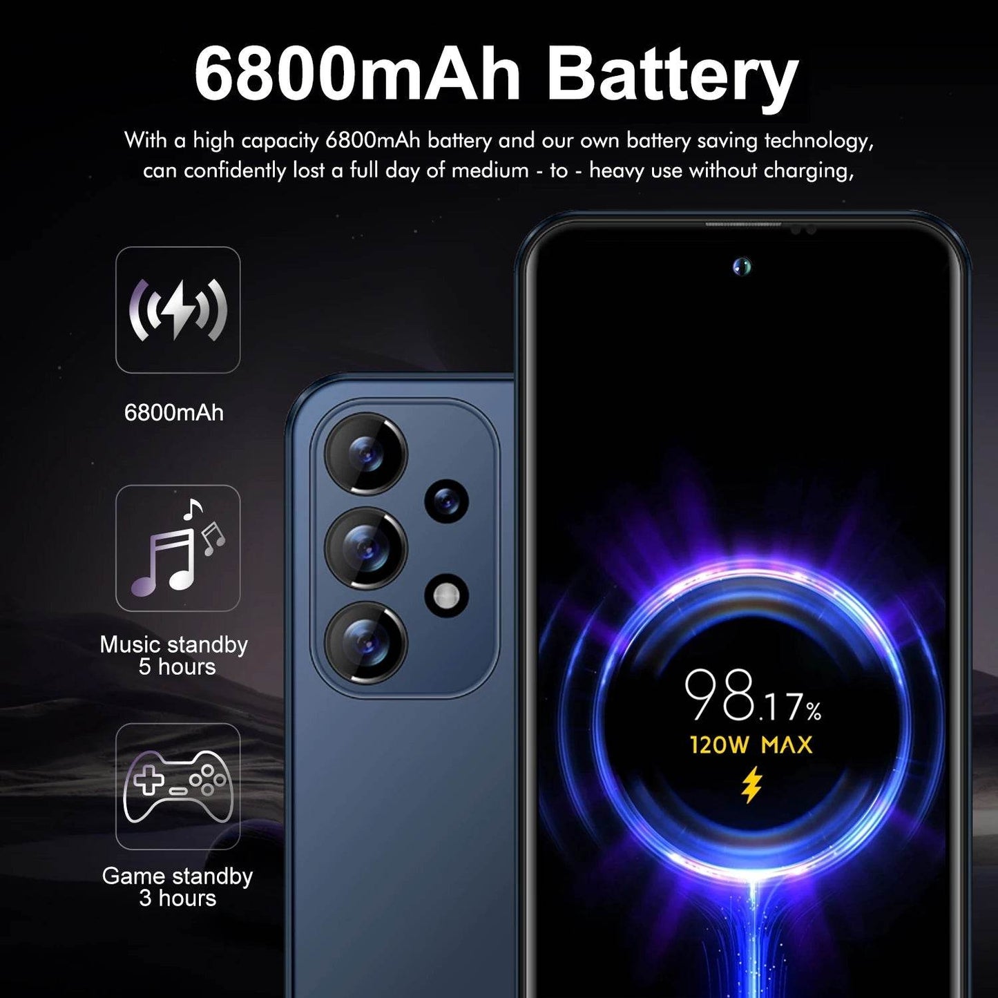 A73,Smartphone Android,6.8 inch,8GB RAM,256GB ROM,Dual SIM,Mobile phone,Google Play Store,13+32MP,6800mAh,Cellphones - Price Value Store