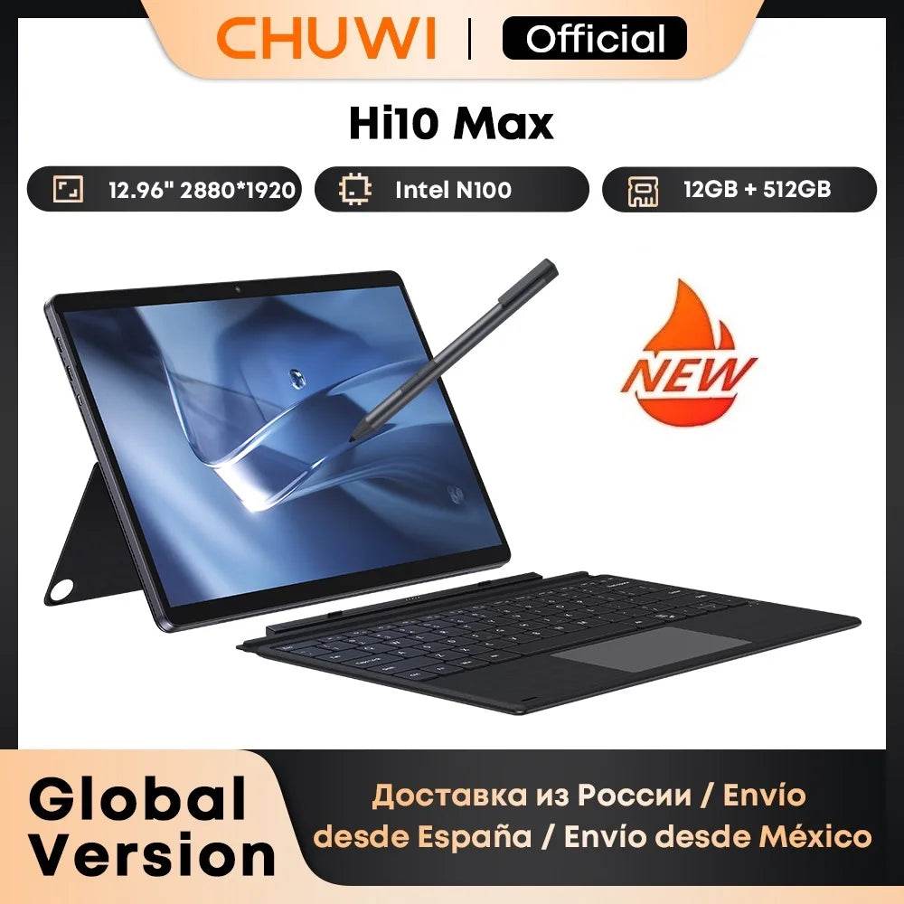 CHUWI Hi10 Max Tablet 2 In 1 Tablet PC 12.96inch 3K Display N150/N100 Laptop 12GB RAM 512GB ROM Windows 11 Tablets 2.4G/5G WiFi - Price Value Store