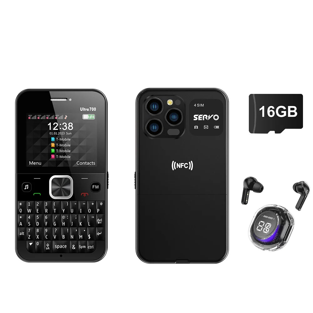 NEW! SERVO Ultra700 Full Keyboard Input Mobile Phone 4 Nano SIM Standby NFC Unlock FM Torch 2.4" Screen Cellular QWERTY Keyboard