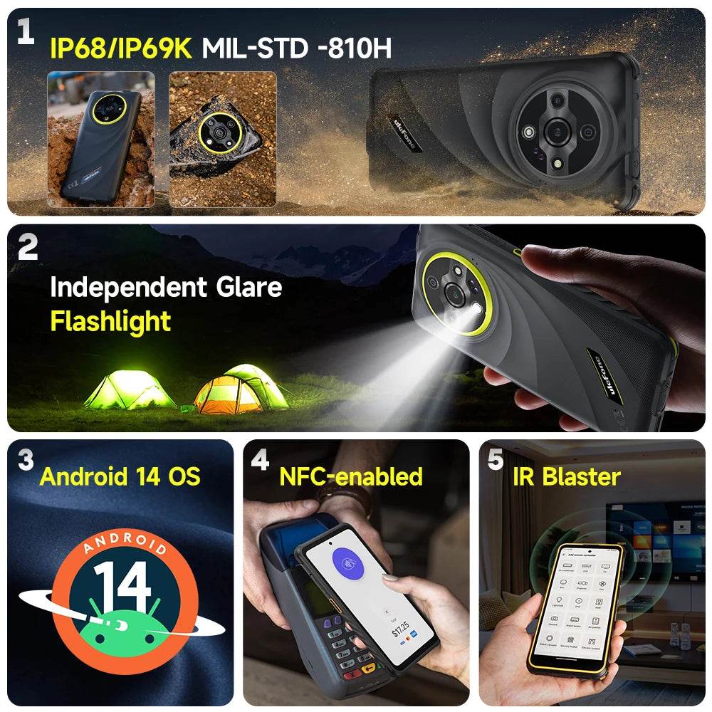 【World Premiere】Ulefone Armor X31 Pro 5G Rugged Phone Android 14 Smartphone 6.56”16GB + 256GB Night Camera 64MP 6050mAh NFC - Price Value Store