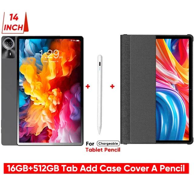 Latest Large Screen 14 Inch Tablet Pc Android 14 tablet 16+512GB Phone Call BT 5G WiFi Pad For Educational/Sheet music/Kitchen - Price Value Store