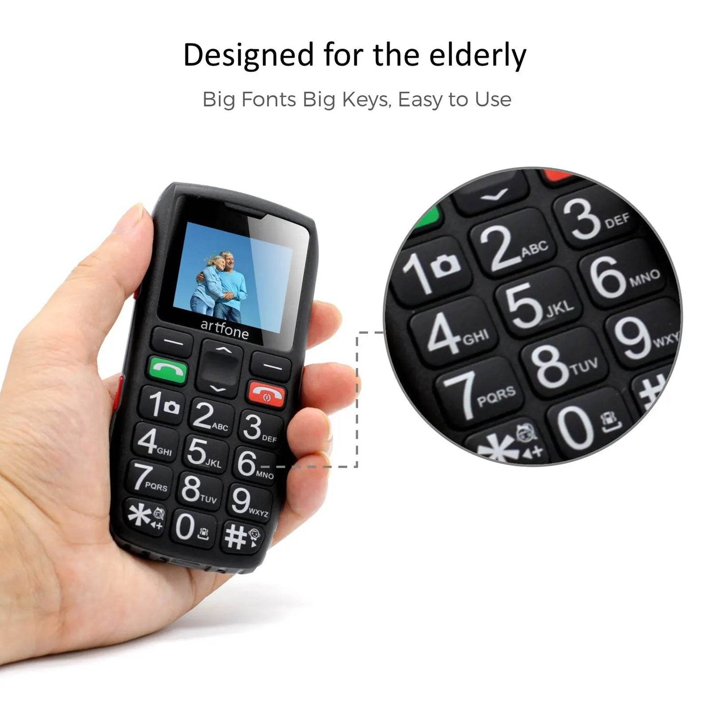Unlocked Bar Senior Mobile Phone Artfone C1 Elderly Cellphone Dual Sim One Key SOS Emergency Button GSM 2G FM Torch Bluetooth - Price Value Store