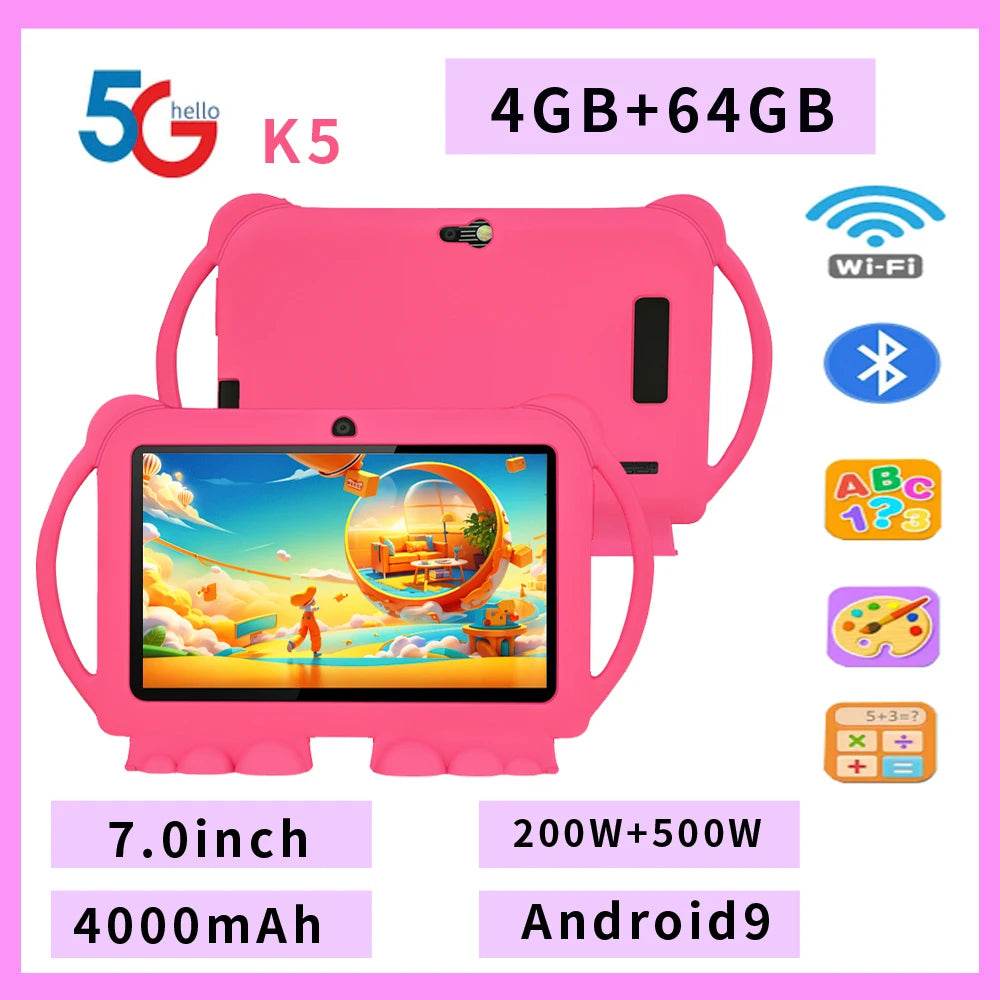 Sauenaneo 5GWIFI Children's Tablet 4GB RAM 64GB ROM Four Core Children's Education Games Android 9.0 System 4000mAh Battery - Price Value Store