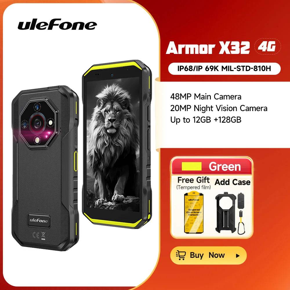 Ulefone Armor X32 4G Rugged Phone Android 14 Waterproof Smartphone 12GB RAM,128GB ROM NFC Night Mobile Phone Global Version - Price Value Store