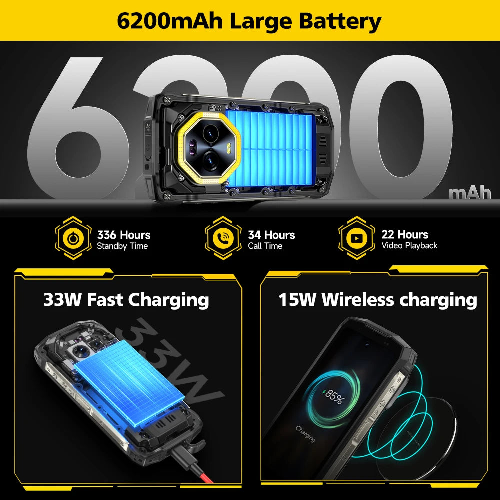Ulefone Armor Mini 20 Pro 5G 4.7" Rugged Phone 64MP Night Camera Android 14 Smartphone 6200mAh 16GB+256GB Mobile phone LED