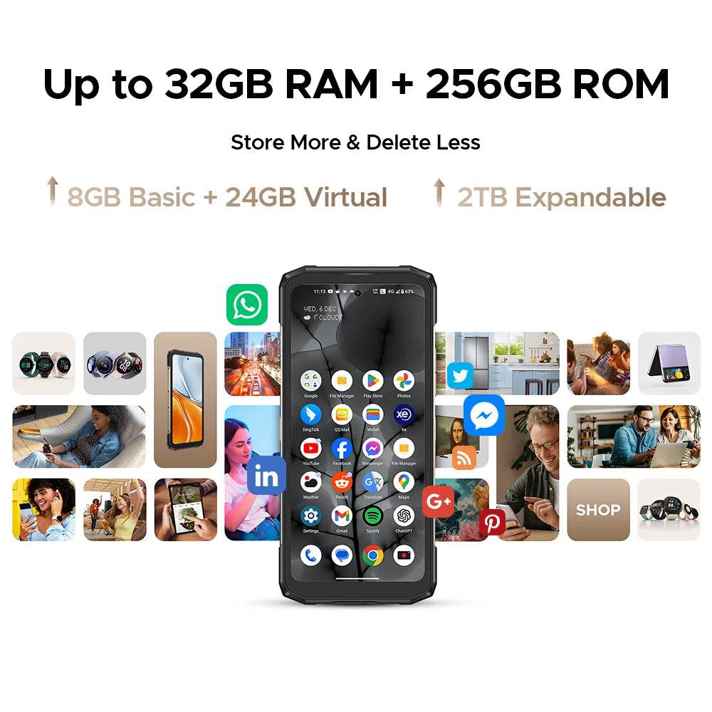 World Premiere DOOGEE Blade20 Turbo 5G Rugged Phone Android 15 Gemini Al 6.6'' HD+ 8GB 256GB AI Dual Camera 10300mAh Battery - Price Value Store