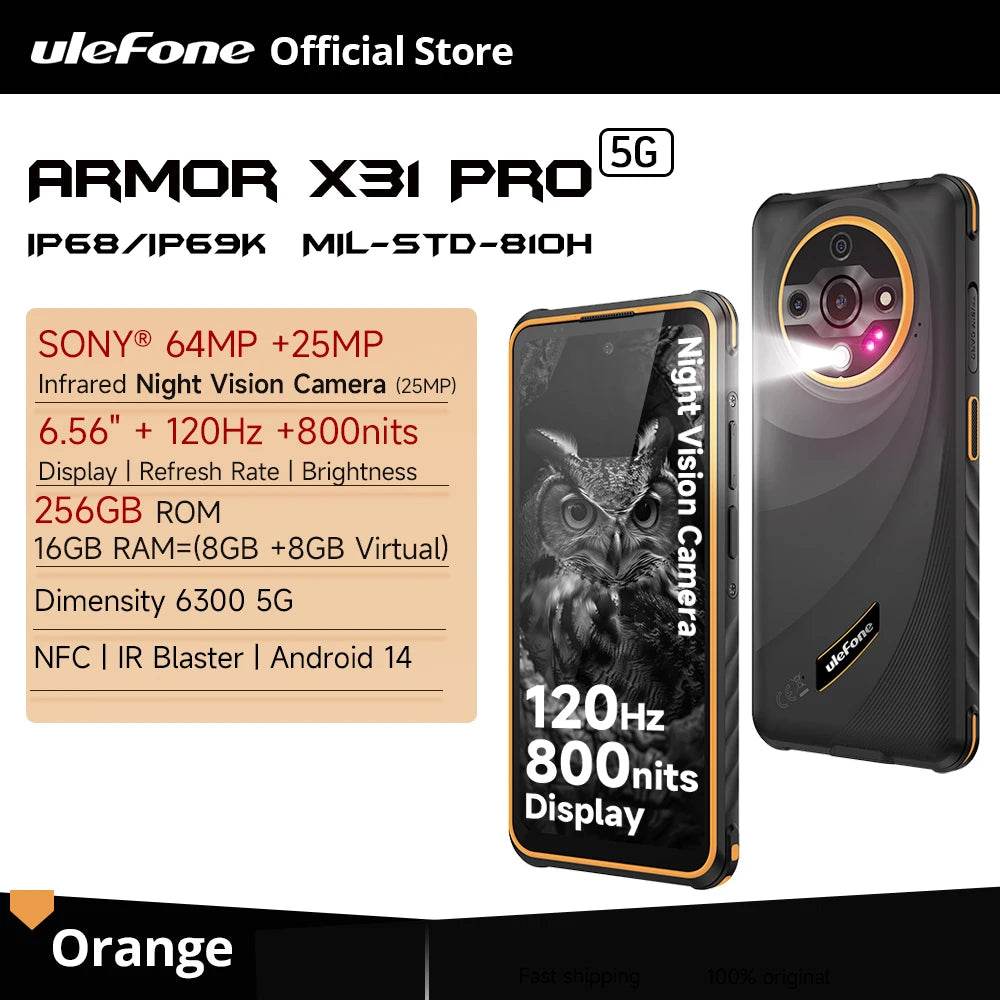 【World Premiere】Ulefone Armor X31 Pro 5G Rugged Phone Android 14 Smartphone 6.56”16GB + 256GB Night Camera 64MP 6050mAh NFC - Price Value Store