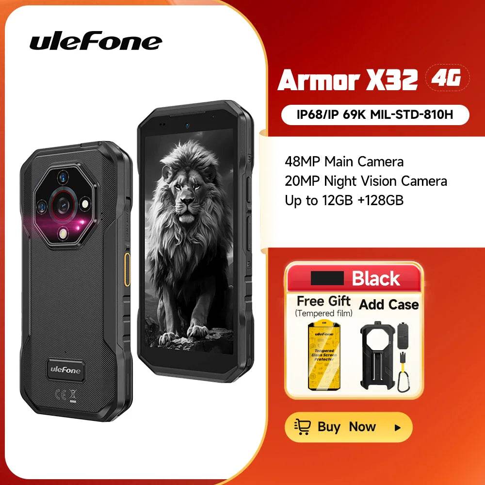 Ulefone Armor X32 4G Rugged Phone Android 14 Waterproof Smartphone 12GB RAM,128GB ROM NFC Night Mobile Phone Global Version - Price Value Store