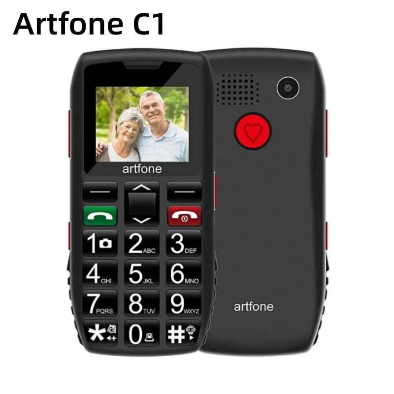 Unlocked Bar Senior Mobile Phone Artfone C1 Elderly Cellphone Dual Sim One Key SOS Emergency Button GSM 2G FM Torch Bluetooth - Price Value Store