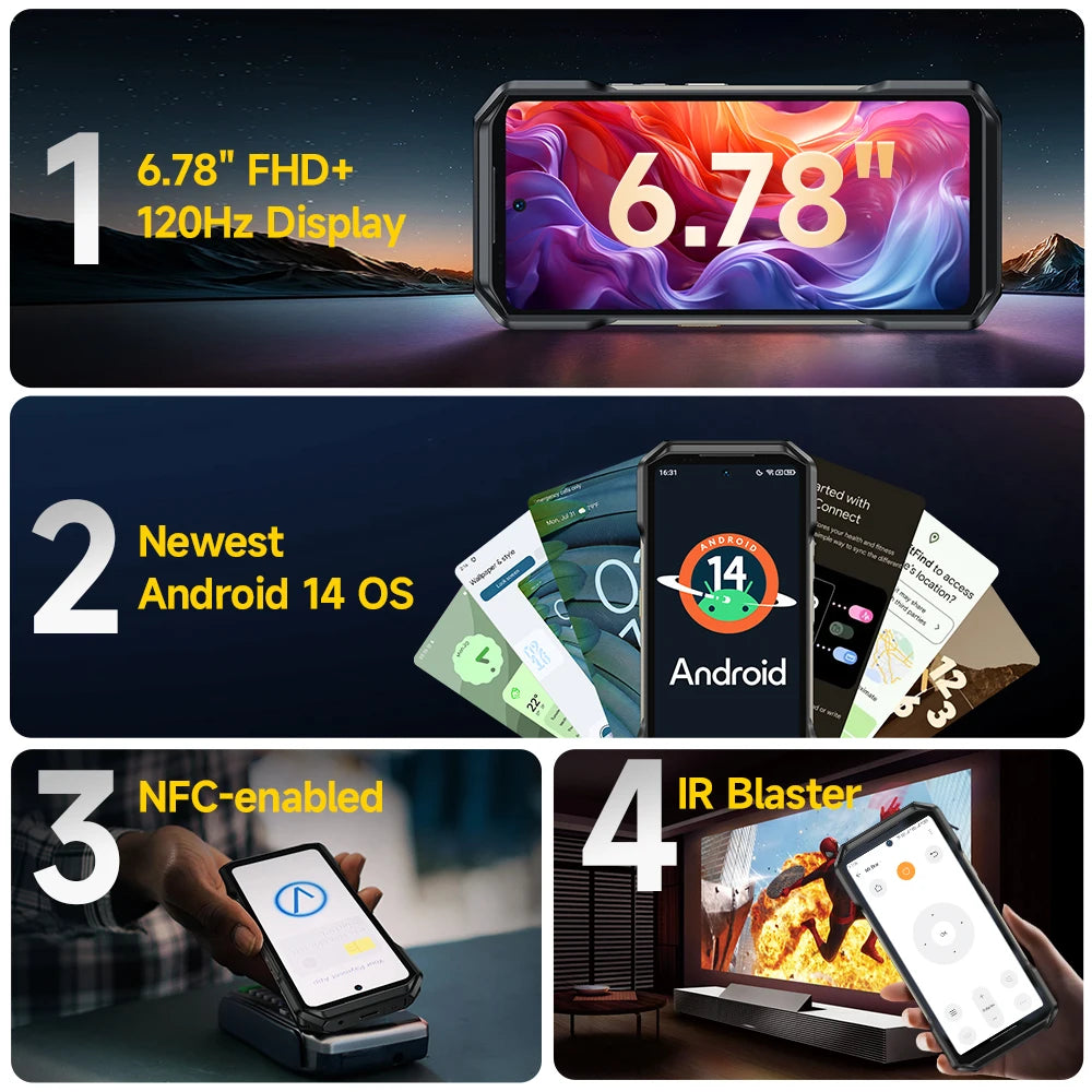 【World Premiere】 Ulefone Armor 27 4G 10600mAh Rugged Phone 24GB+256GB Android 14 Smartphone 6.78"FHD 120Hz Night Vision Global
