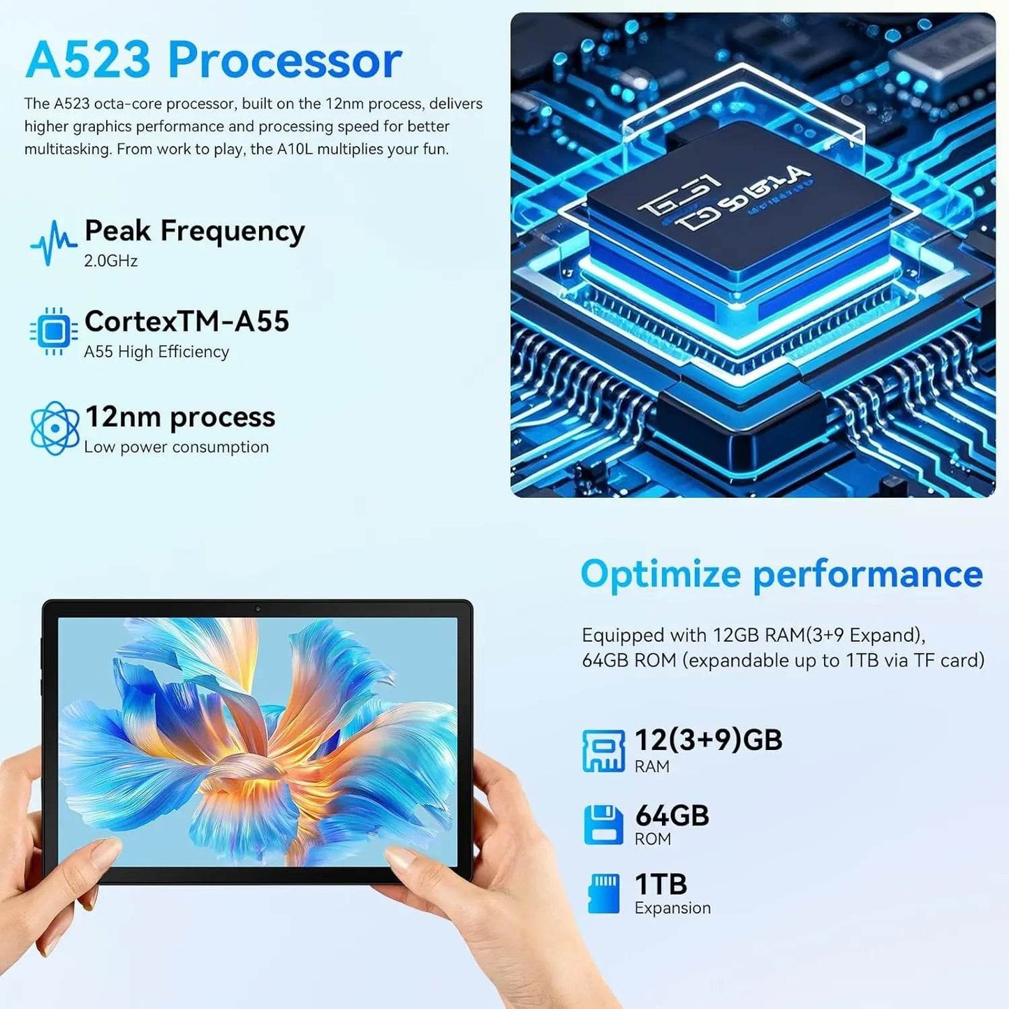 URAO A10L Android 14 Tablet 10.1-inch 12GB RAM 64GB ROM Octa-Core 5G WiFi with Keyboard Mouse Touch Pen Headset Case Tablet Kit - Price Value Store