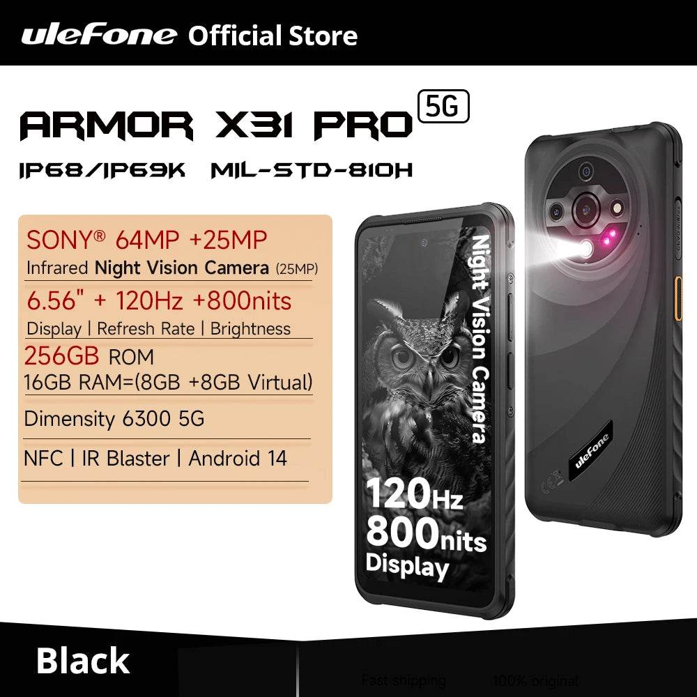 【World Premiere】Ulefone Armor X31 Pro 5G Rugged Phone Android 14 Smartphone 6.56”16GB + 256GB Night Camera 64MP 6050mAh NFC - Price Value Store