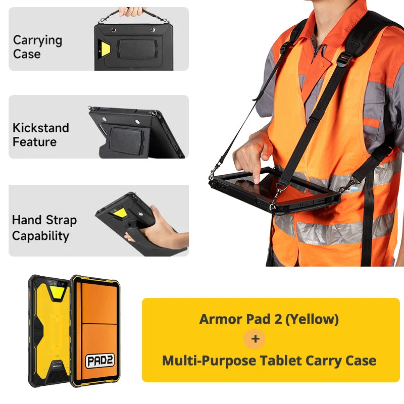 Ulefone Armor Pad 2 Rugged Tablet , 11" 2K , 18600 mAh ,IP68/IP69K Android 13 NFC GPS 4G Tablet Up to 16GB RAM 256GB ROM