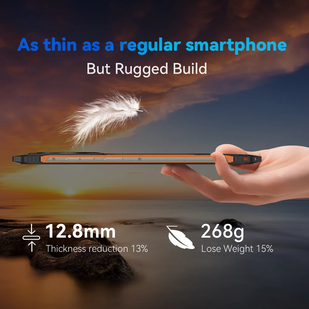 Ultra-thin Rugged Android Smartphone Cubot King Kong ES, 6.56" 90Hz Screen, 16GB RAM(6GB+10GB), 128GB ROM, 48MP Camera, 4G Phone