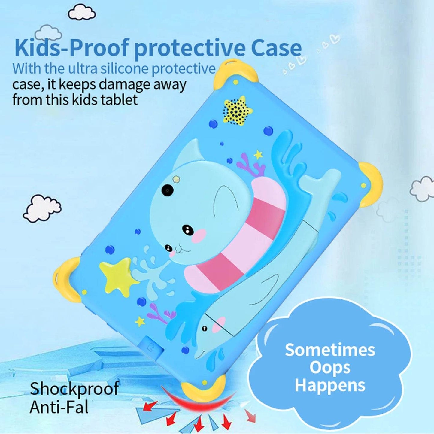 New 7 Inch 5G Pad Cartoon Pattern Kids' tablets Android Learning Education Tablet PC Kids-Proof protective Case Tablet 4000mAh - Price Value Store