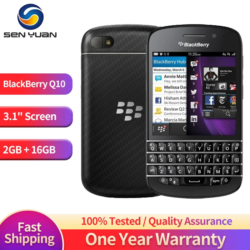 Original Blackberry Q10 4G Mobile Phone 3.1" 2GB RAM 16GB ROM 8MP QWERTY Keyboard Cellphone Dual Core BlackBerry q10 SmartPhone