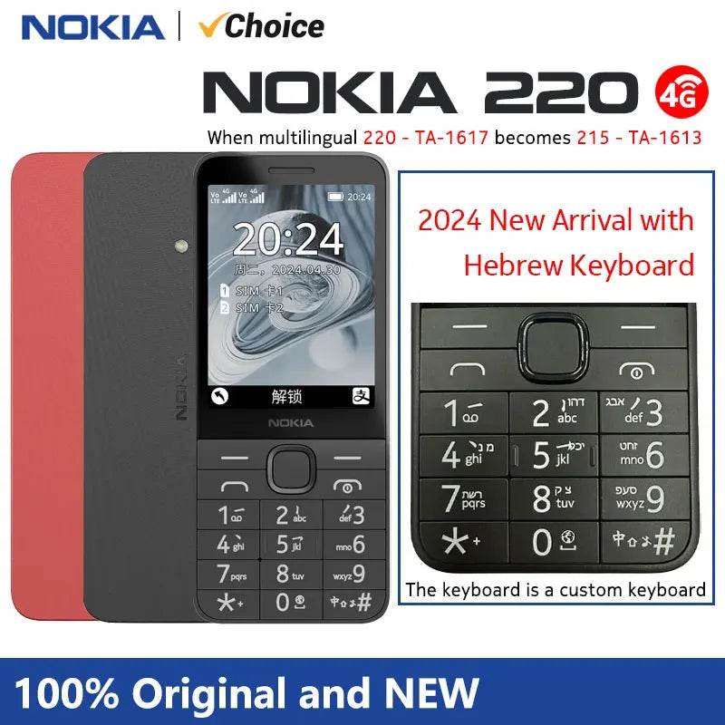 Original Nokia 215 2024 Version 220 4G Feature Phone 2.8 Inch Bluetooth FM Radio 1450mAh Bettery Mobile Phone Type-C Port - Price Value Store