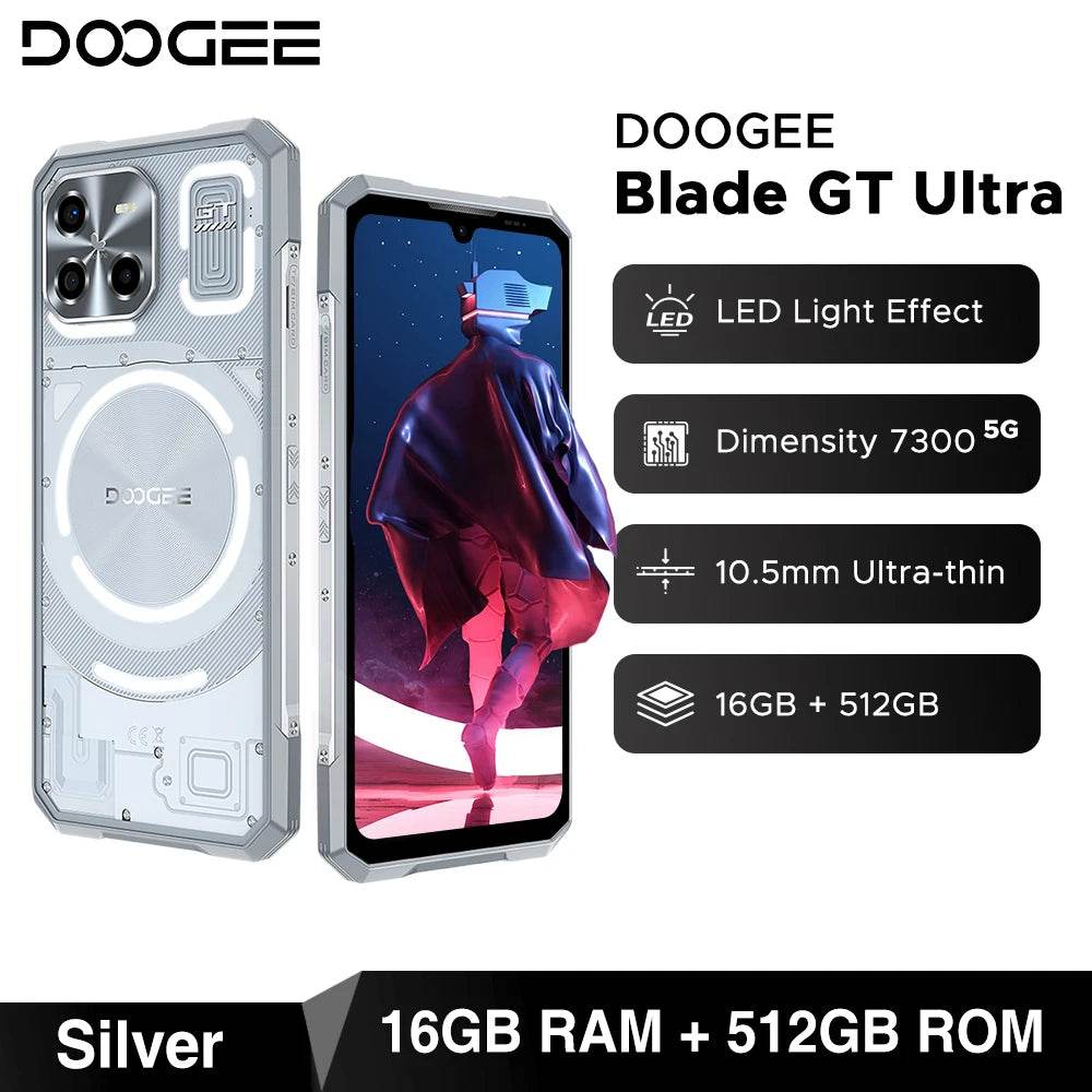 World Premiere DOOGEE Blade GT Ultra 5G Rugged Phone Dimensity 7300 6.72'' 16GB+512GB LED Light Effect Ultra-thin Smartphone - Price Value Store