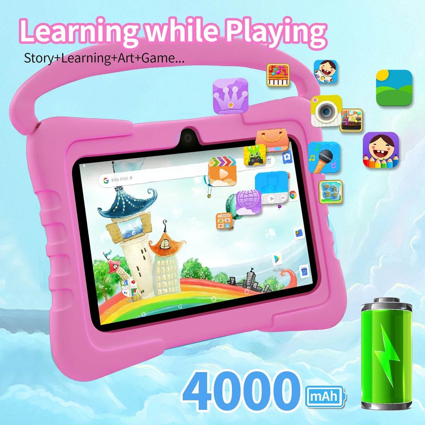 Kids Tablet 7 inch Android Tablet for Kids 64GB, Toddler Tablets with Shockproof Case, Parent Control, Bluetooth, WiFi, - Price Value Store