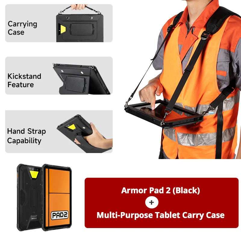 Ulefone Armor Pad 2 Rugged Tablet , 11" 2K , 18600 mAh ,IP68/IP69K Android 13 NFC GPS 4G Tablet Up to 16GB RAM 256GB ROM