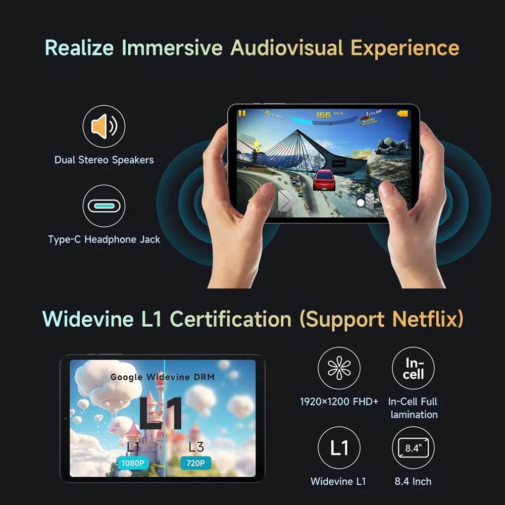 Alldocube iPlay 60 Mini Pro Tablet 8.4inch Android14 16GB(8GB+8GB) RAM 256GB ROM FHD 1920x1200 Dual SIM 4G LTE 6050mAh Battery - Price Value Store