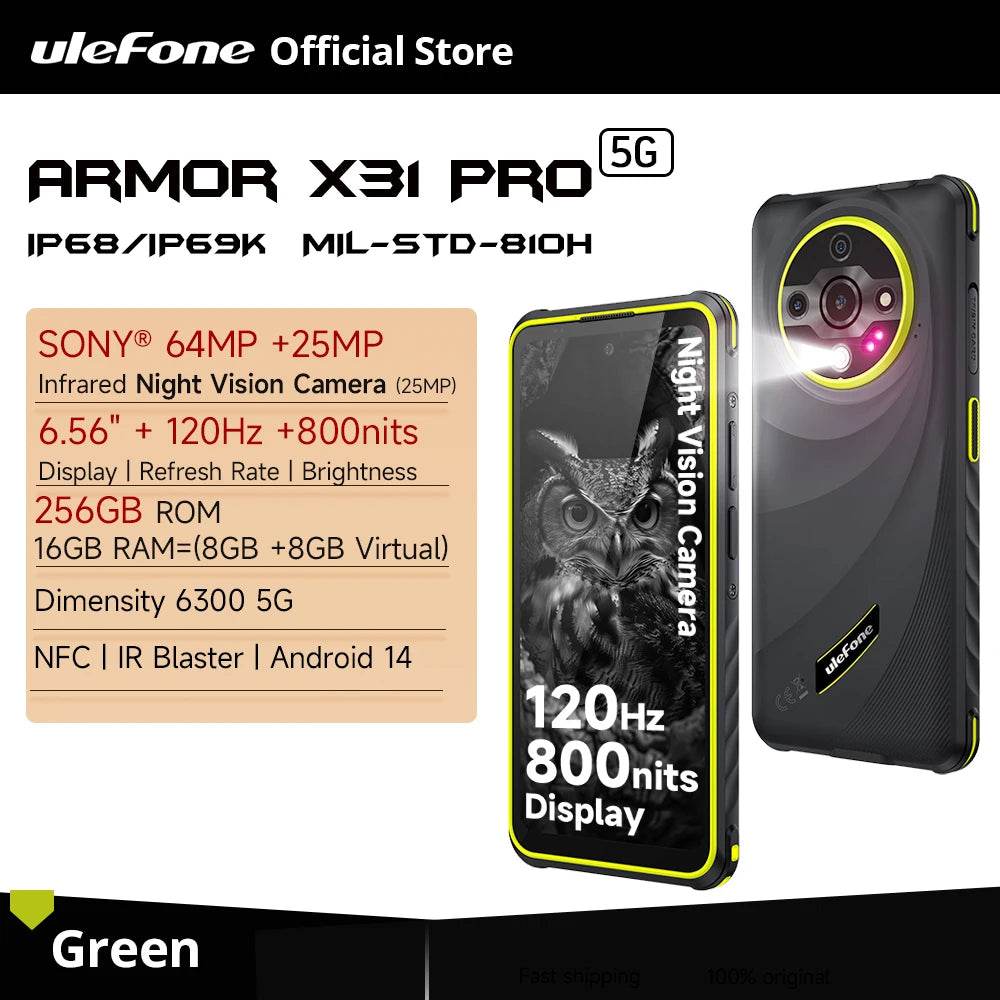 【World Premiere】Ulefone Armor X31 Pro 5G Rugged Phone Android 14 Smartphone 6.56”16GB + 256GB Night Camera 64MP 6050mAh NFC - Price Value Store