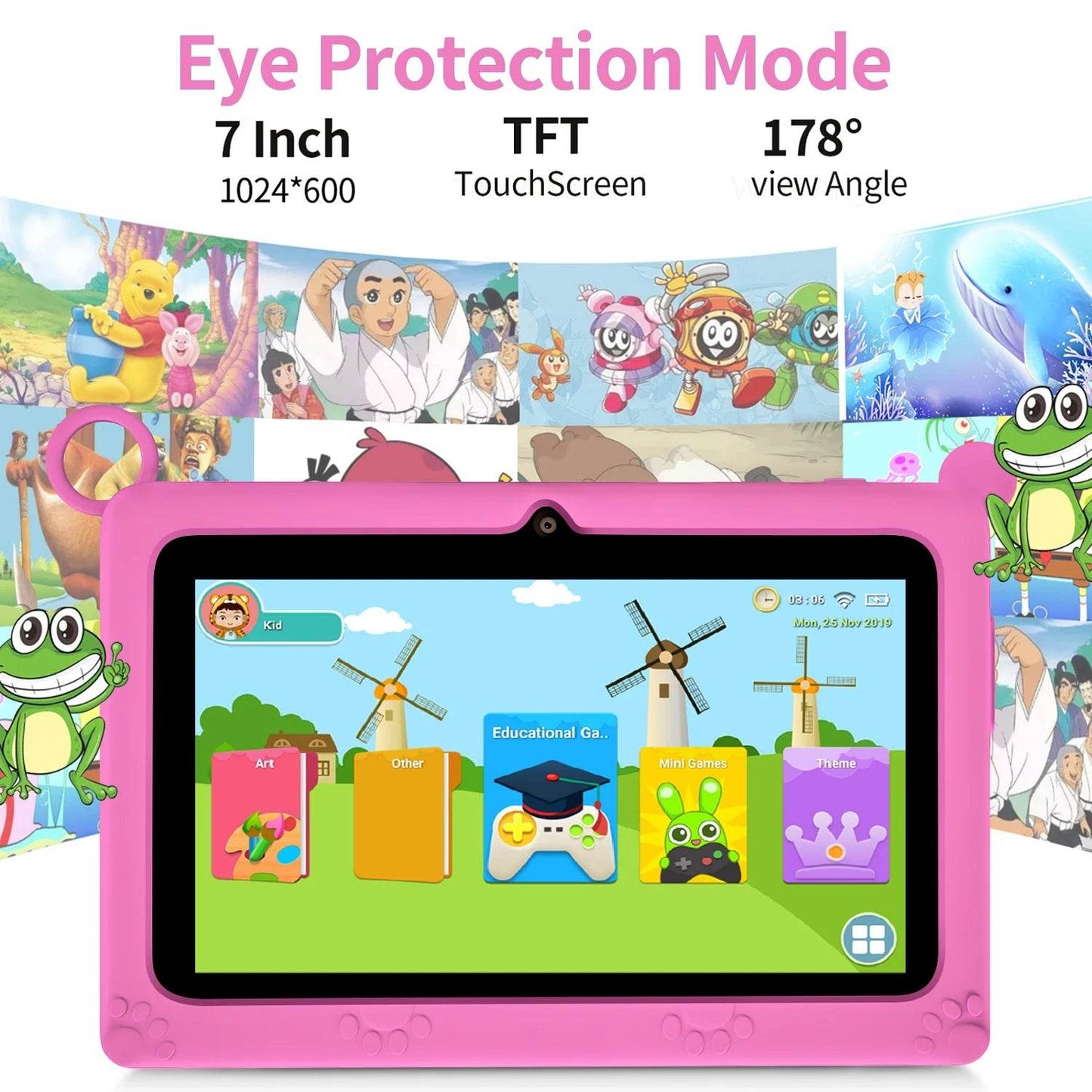 BDF K2 New 5G Kids Tablet 7 Inch Quad Core 4GB RAM 64GB ROM Android 9.0 Google Learning Education Games Tablets WiFi Bluetooth - Price Value Store