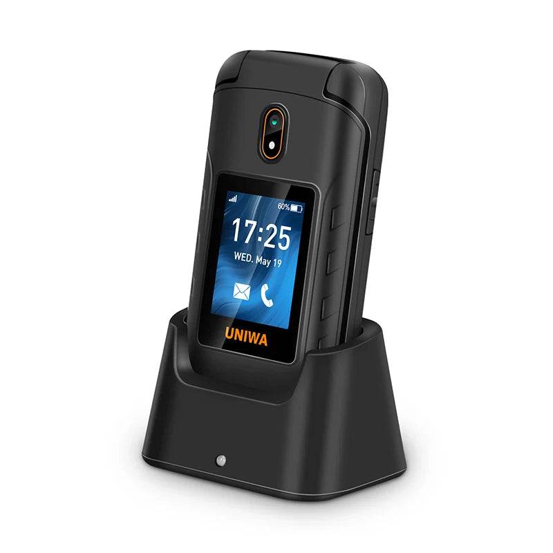 UNIWA V909T 4G Flip Phone Dual Screen Single Nano Cellphone Big Push-Button Mobile Phone for Elderly 2250mAh Russian Keyboard - Price Value Store