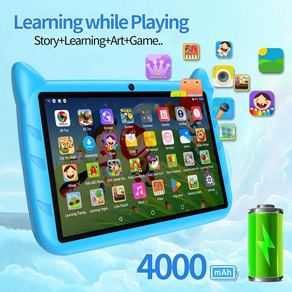 BDF 7 Inch Kid Tablet Android 13, 4GB RAM 64GB ROM,1TB Expand,5G WiFi,4000MAH Battery,Dual Camera, Children's Gift Kids Software - Price Value Store