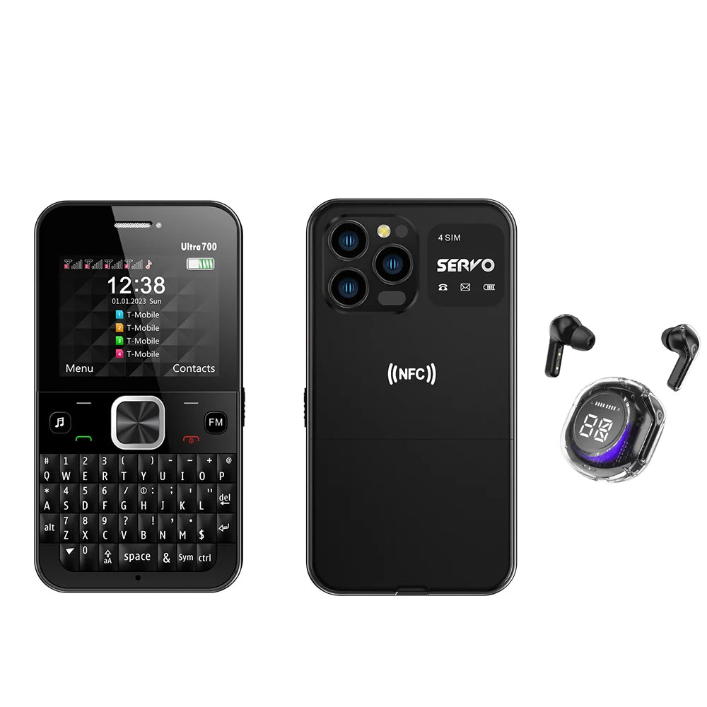 NEW! SERVO Ultra700 Full Keyboard Input Mobile Phone 4 Nano SIM Standby NFC Unlock FM Torch 2.4" Screen Cellular QWERTY Keyboard